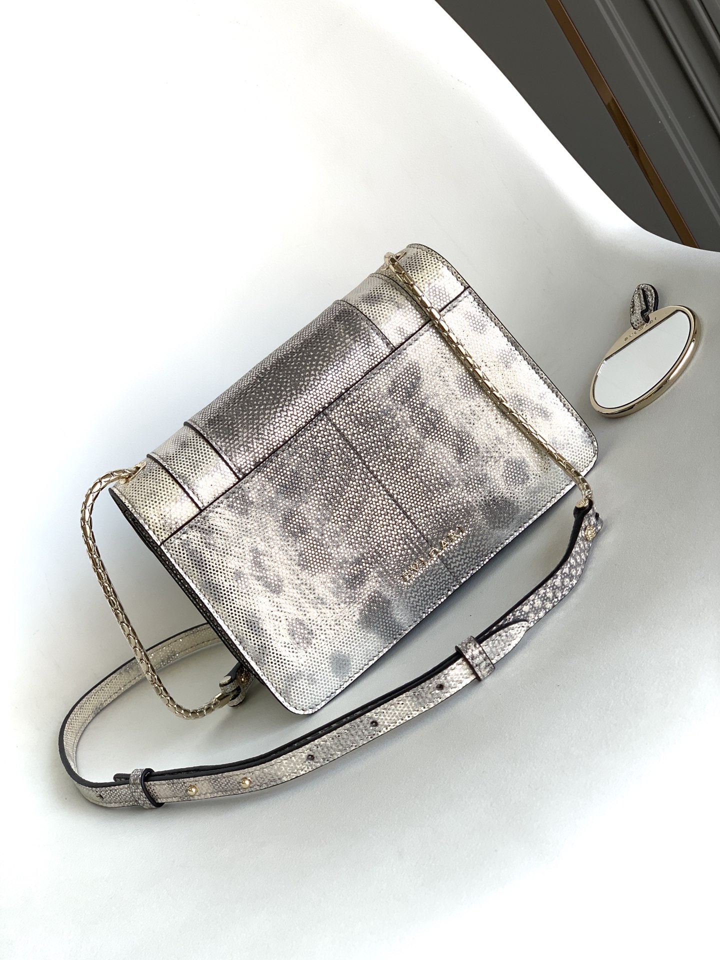 Bvlgari Serpenti Forever Crossbody Bag in Grey Snake Skin